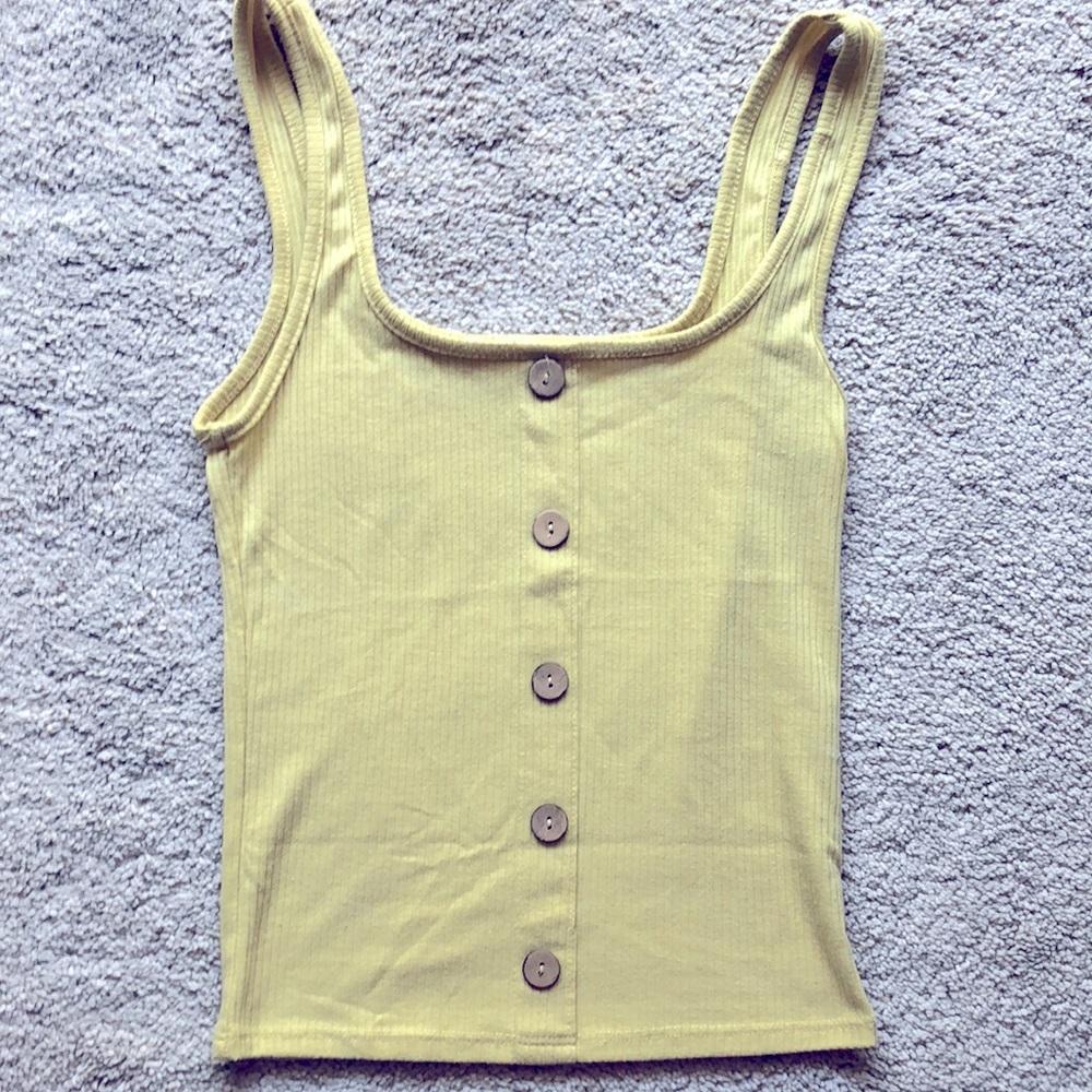 🌼Boho Summer Ribbed yellow tank Caution To The Wind🌼